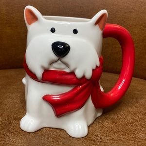 Pier 1 Holiday Westie West Highland Terrier Dog Ceramic Mug White & Red 
18 oz
